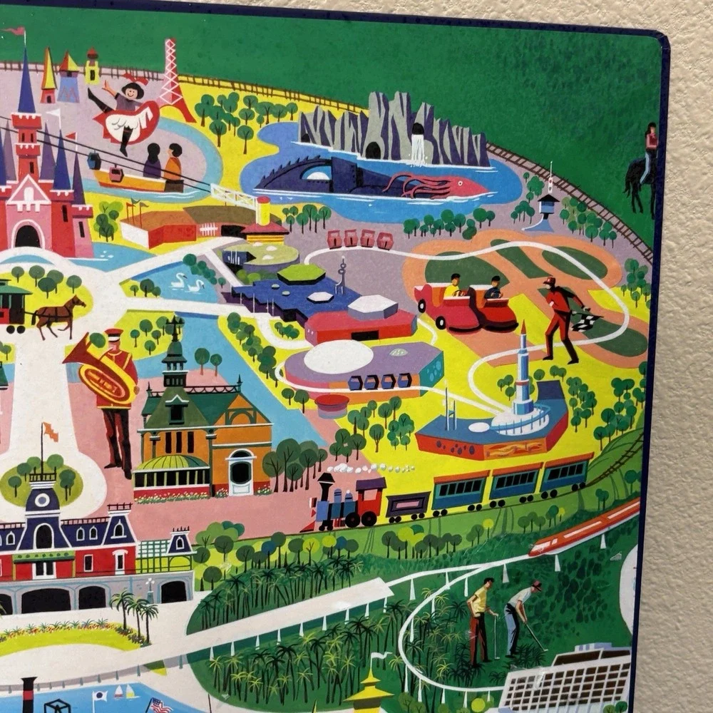 Disney World 50th Magic Kingdom Placemat Board Reversible Map Characters Mickey